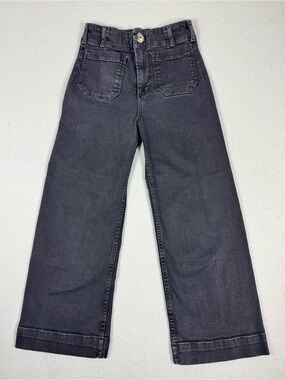 Maeve The Colette High-Rise Wide-Leg Cropped Jeans In Black Size 26 Stretch